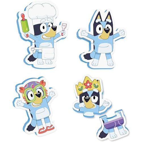 Tomy Toomies Bluey Bath Puzzle - Mix and Match Bluey Puzzle - Foam Toddler Bath Toys - Includes Mesh Bag Bath Toy Storage with Suction Cups - 8 Count - 18 Months and Up