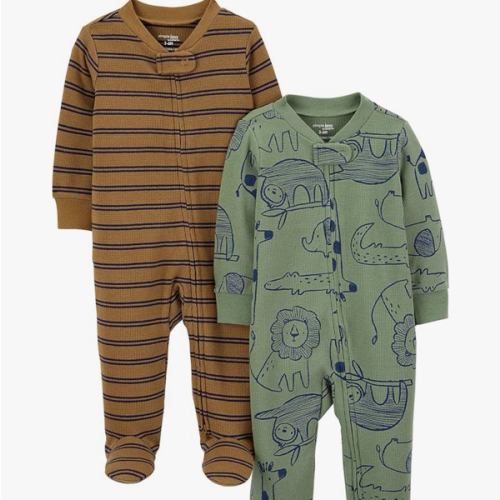 Simple Joys by Carter's Baby Boys' 2-Pack 2-Way Zip Cotton Footed Sleep and Play