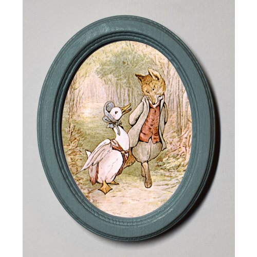 Beatrix Potter Oval Wooden Framed Nursery Picture, Wall Hanging, Home Decor Jemima with Foxy.
