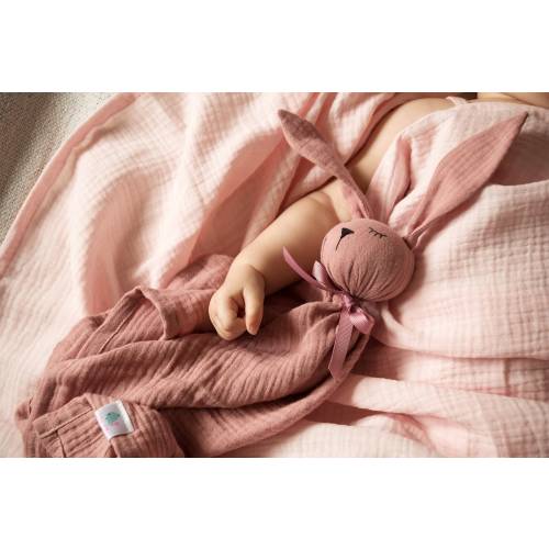 Personalized Organic Muslin Bunny Comforter: Baby Security Blanket