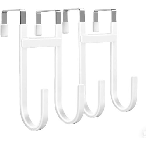 Over-the-Door Hooks, 2 Pack Heavy Duty Anti-Scratch Rubber Door Hangers for Hanging Coat, Towel, Bag and Key, Fit 1-3/8" Interior Doors, Perfect for Bathroom Bedroom and Kitchen, White