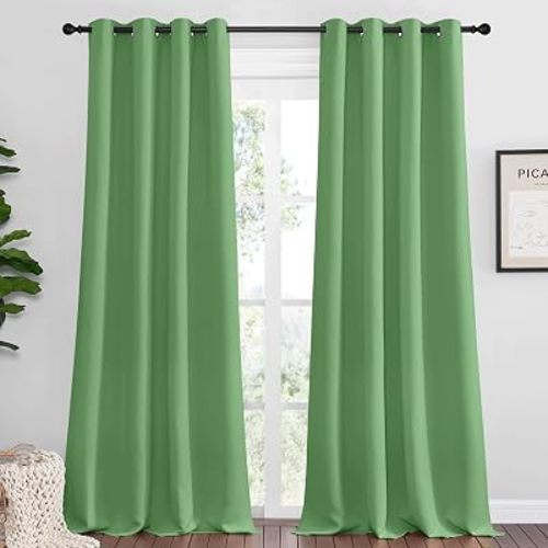NICETOWN Blackout Curtains for Living Room 2 Panels 55" x 102" Forest Green