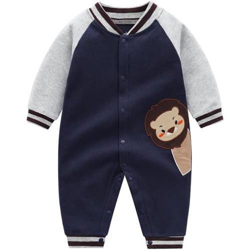 Unisex Baby Long Sleeve Romper Cotton Cartoon Print 0-18 Months