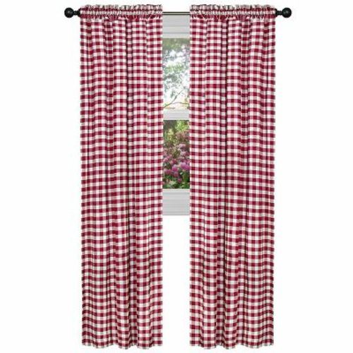 Kate Aurora Country Farmhouse Buffalo Check Plaid Gingham Single Window Curtain