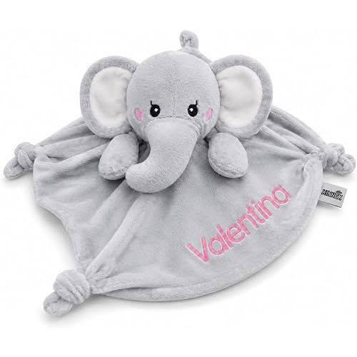 Personalized Elephant Security Blanket for Babies 12" - Personalized Soft Plush Soothing Towel, Unisex Baby Comforter, Ideal Sleep Companion, for Newborns, by Creations By Emas