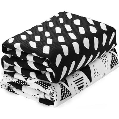 Tiny Twinkle Kaffle Swaddle Blanket 2-Pack - Soft and Silky Baby Blanket to Wrap and Swaddle Newborns, Sized 47 x 47(Black, White)