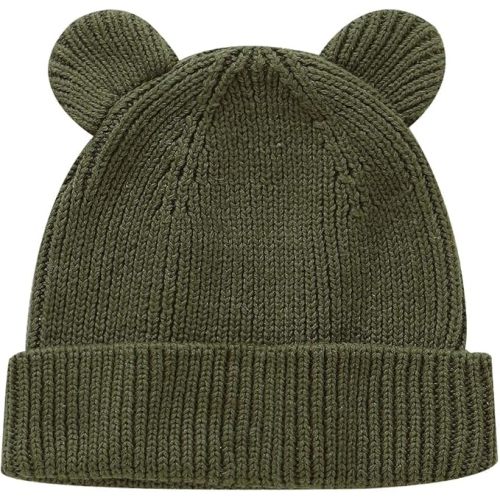 Hadetoto Cotton Baby Beanie Winter Knitted Hat with Bear Ear