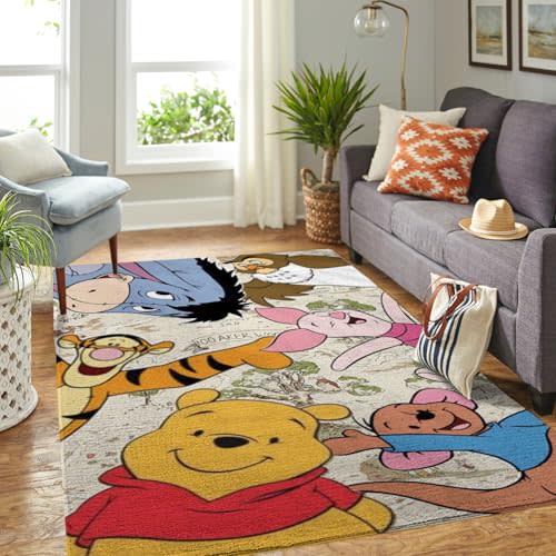 The Pooh Area Rug, Cartoon Bear Carpet – Cute Soft Rug for Nursery or Playroom, Rug for Kidroom Decor (48 x 72 inches)