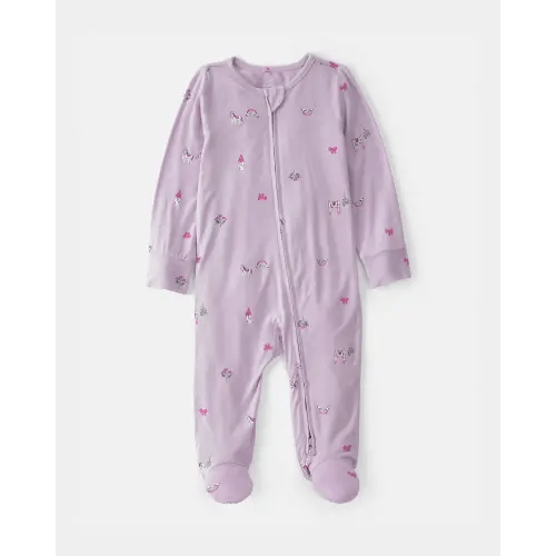 Baby Girl Fairytale 2-Way Zip PurelySoft Footie Sleep & Play Pajama - Purple | Carter's