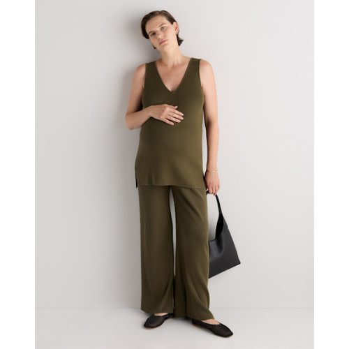 Cotton Cashmere Maternity and Nursing V-Neck Tank - Maternity in Olive