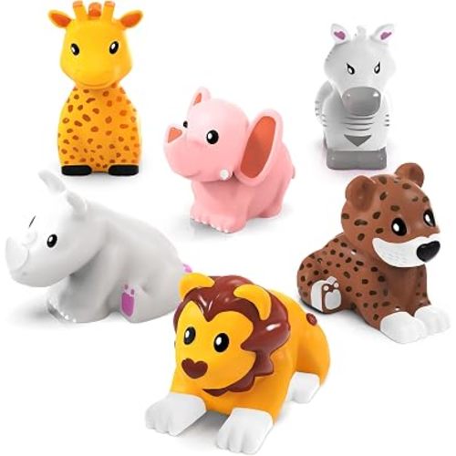 Tub Works® Savanna™ Mold Free Bath Toys, 6 Pack | PVC, Sealed, No Hole Design Keeps Moisture Out | Soft, Squeezable & Float on Water | Easy-Grip Baby & Toddler Bath Toys | Great Baby Pool Toys