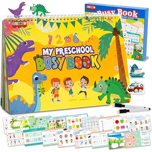 NASHRIO Montessori 24 Themes Busy Book for Toddlers 3-5, Engaging Preschool Learning Activities for Home School Travel – Educational Toy for 3-6 Year Old Boys & Girls