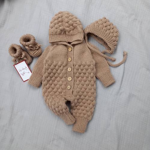 Wool Baby jumpsuit set Knitted baby overalls Winter baby clothes