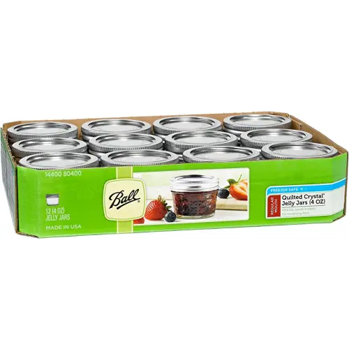 Ball Mason 4oz Quilted Jelly Jars with Lids and Bands, Set of 12