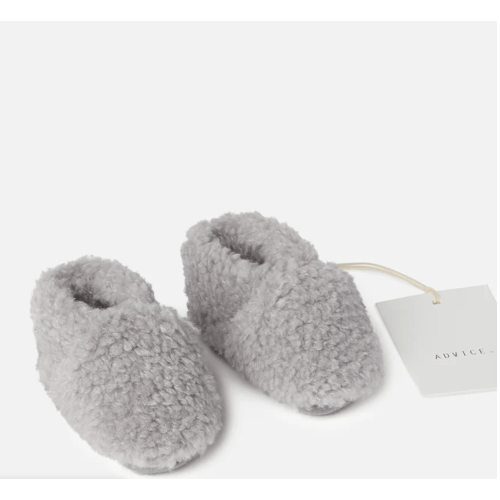 ADVICE Baby Article Two Vegan Shearling Booties Pebble Grey