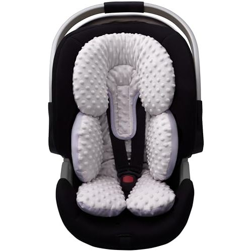 Pro Goleem Infant Car Seat Head Neck Body Support, Ultra-Soft Minky and Microfiber Newborn Car Seat Insert, Perfect for Car Seat, Stroller, 2-in-1 Reversible, for Boys and Girls, Gray