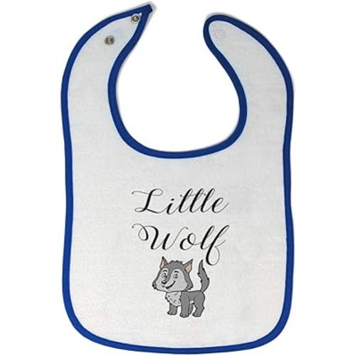 Toddler & Baby Bibs Burp Cloths Woodland Little Wolf Funny Humor Cotton Baby Items for Baby Girl & Boy White Royal Blue Design Only