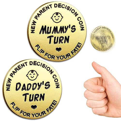 Funny Double Sided New Parents Decision Coin Pregnancy Gifts | New Parents Gifts for Couples Halloween Thanksgiving Christmas Stocking Stuffers for First Time to be Moms Dads