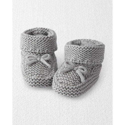 Baby Organic Cotton Crochet Booties in Gray - Little Planet | Carter's