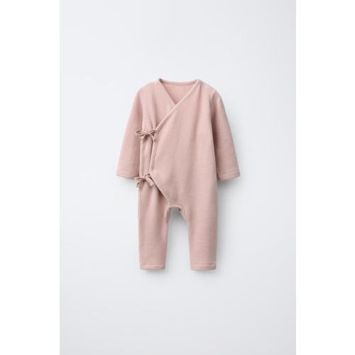 SOFT TOUCH WRAP JUMPSUIT - Pink 6-9 months | ZARA United States