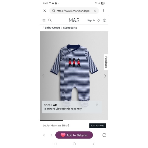 Pure Cotton Striped Soldier Zip Sleepsuit (0-18 Months) | JoJo Maman Bébé | M&S