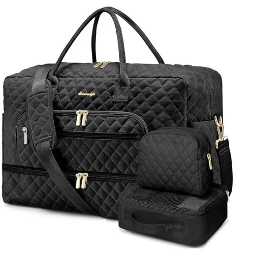 Large Women's Travel Duffel, Weekender with Shoe Compartment, Carry On Overnight Bag, Gym Duffel with Wet Pocket, Hospital Bags Set