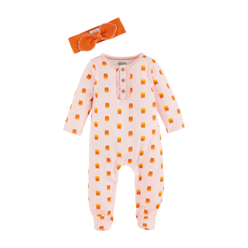 Candy Corn Baby Sleeper & Headband | Light Up Candy Corn Costume | Mud Pie
