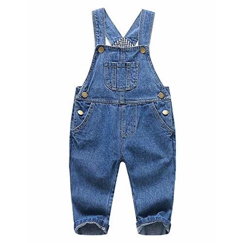 KIDSCOOL SPACE Baby Boy Girl Jean Overalls,Toddler Ripped Denim Cute Workwear