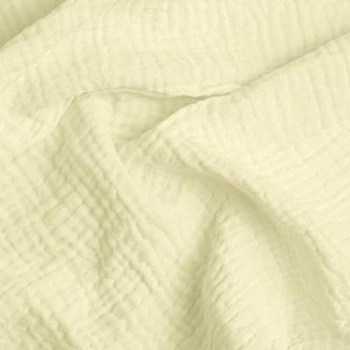 Double Gauze Cotton Fabric by the Yard, Cotton Muslin Fabric for DIY Craft & Sewing Material Like Dress, Towel, Bedding Sets, Cheesecloth, Boho Table Runner Fabric (Beige, 3 Yard)