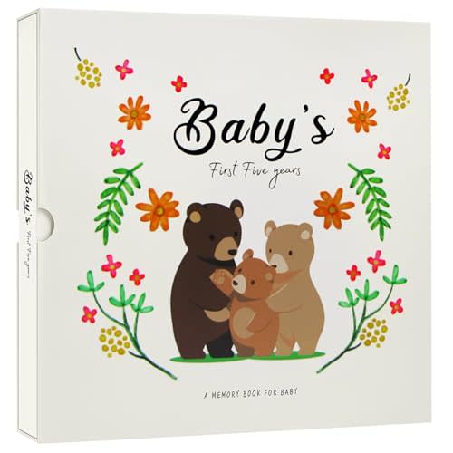 Moaffzey Baby Memory Book for Boy or Girl, Baby Book Keepsake, Baby Scrapbook for Baby's First Five Years, Baby Photo Albums from Birth to Age 5, Baby Book to Record Baby's Milestones and Photo