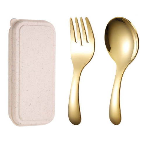 AFQH Mini Portable Stainless Steel Cutlery Set: Child-Friendly Spoon & Fork for