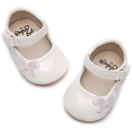 HONGTEYA Infant Baby Girls Mary Jane Flats Non Slip for Toddler First Walkers Soft Sole PU Leather Crib Shoes Sneaker Wedding Party Christmas Princess Dress Shoes Baby Moccasins Girls