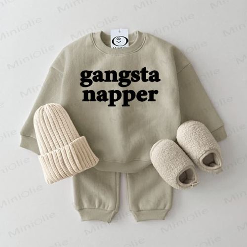 GANGSTA NAPPER Baby Grey Green 2-piece Set