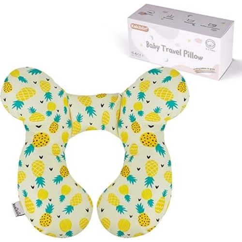 KAKIBLIN Baby Travel Pillow, Upgraded Baby Neck Pillows for Car Seat Toddler Head and Neck Support Pillow,Support Pillows for Car Seat, Pushchair,Travel (Pineapple)