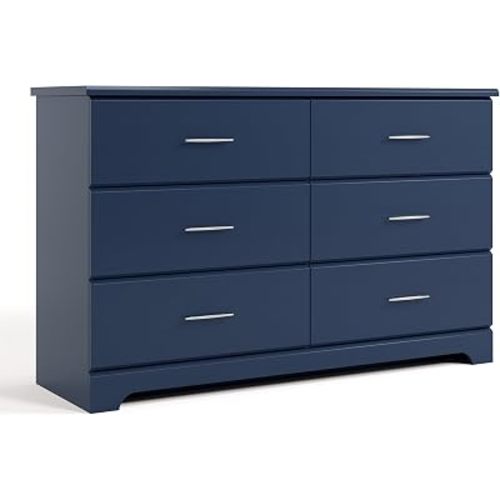 Storkcraft Brookside 6-Drawer Dresser (Midnight Blue) – GREENGUARD Gold Certified, Blue Dresser for Bedroom, Kids & Nursery Storage Chest, Safety Interlocking Drawers, Pre-Installed Tracks, Kids Chest
