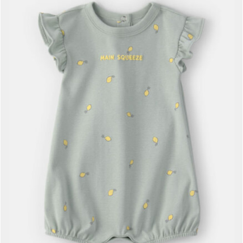 Baby Girl 'Main Squeeze' Lemon Short-Sleeve Romper - Green | Carter's