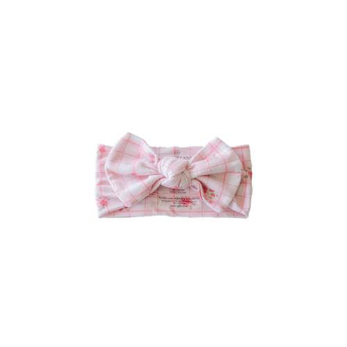 Knit Large Bow Headwrap in Primrose Plaid | Caden Lane