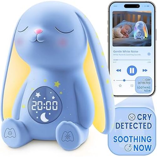 2025 Mom's Choice Awards | White Noise Sound Machine Baby with Night Light, Cry Detection,100 Soothing Sounds, App Control, 150% Battery Life, 50% Faster Sleep, Newborn Essentials