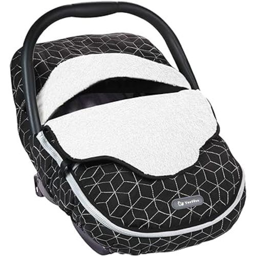Yoofoss Baby Car Seat Cover Winter Carseat Canopies Cover to Protect Baby from Cold Wind, Super Warm Plush Fleece Baby Carrier Cover for Infant Boys Girls (Black)
