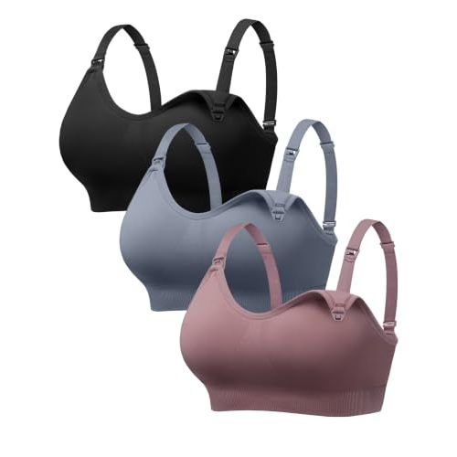 Angelhood Nursing Bras for Breastfeeding & Sleep, Seamless Maternity Bra | No padding, No underwire, No back clasp, Pull-on style, Full coverage, Lightweight, Soft, Form-fitting, Cool
