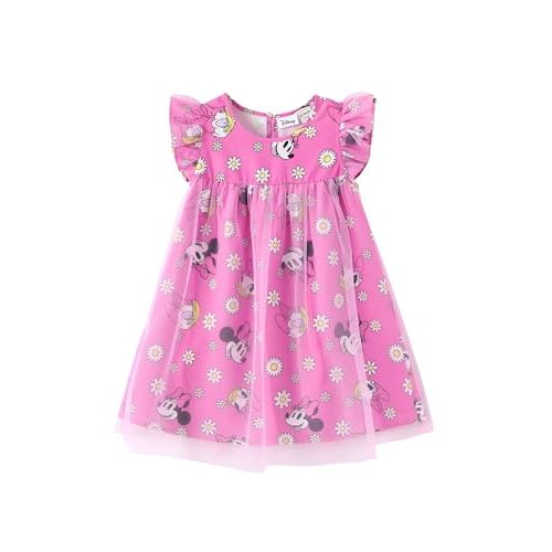 Disney Frozen Elsa Minnie Princess Winnie Girl Dress Ruffle Short Sleeve Tulle Skirt Summer Clothes Kids Outfit Baby/Toddler