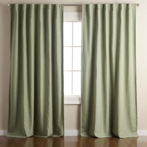 TOWN & COUNTRY LUXE Davos Solid Linen Texture Indoor Curtains, 100% Blackout with Energy Efficient Lining, Back Tab/Rod Pocket Top, 2-Pack Set, Sage Green, 50"x108"