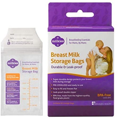 Milkies Frozen Breastmilk Storage Bags, 50 Count