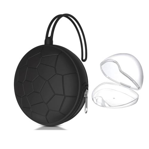 Smlpuame Pacifier Holder Case,Mothers Day Gifts for Mom BPA Free Portable Silicone Baby Pacifier Cover Pouch for Diaper Bag Stroller,Travel Outdoor Activities,Easy to Clean(Football & Black)