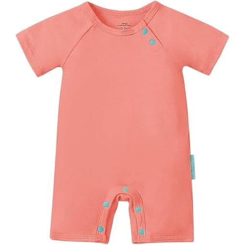 SuperSoft Short Sleeve Baby Romper, Unisex Bamboo Viscose One-piece Summer Pajamas, Boy Girl Footless Jumpsuit Snap Closure