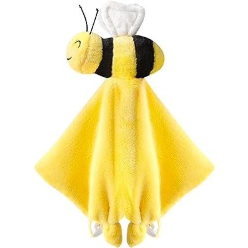 Pro Goleem Bee Loveys for Babies Soft Security Blanket Baby Snuggle Toy Stuffed Animal Blanket Unisex Lovie Baby Gifts for Infant and Toddler Yellow 12 Inch