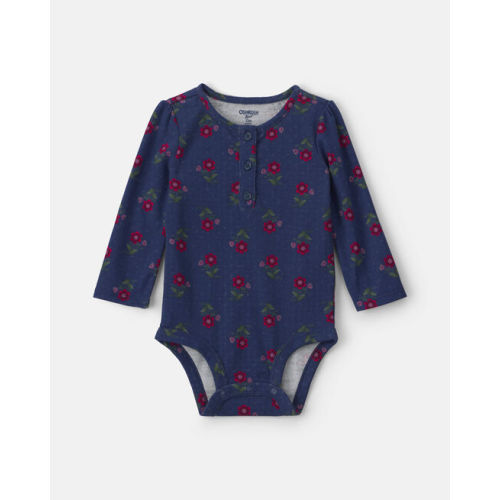 Baby Girl Floral Long-Sleeve Bodysuit - Navy Blue - OshKosh B'gosh | Carter's