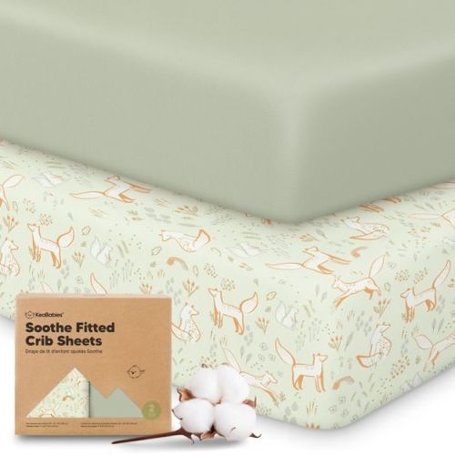 KeaBabies 2pk Soothe Fitted Crib Sheets Neutral, Organic Baby Crib Sheets, Fits 52x28 Standard Nursery Baby Mattress (Foxtrot)