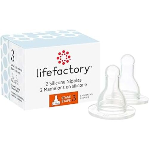 Lifefactory BPA-Free Stage 3 (6+ Months) Silicone Nipples 2-Pack