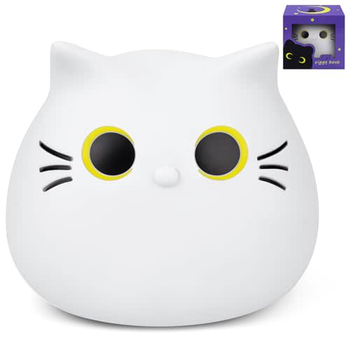 JIZWPOOM Piggy Bank, Cute Cat Piggy Bank Cat Money Saving Box for Kids, Unbreakable Coin Bank Box Toy Gifts for Adults Boys Girls Birthday (White, 7 Inch)